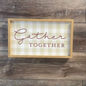Better Homes & Garden Reversible Wooden Sign”Gather Together & Merry and Bright”